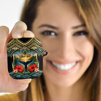 Personalized Masefau American Samoa Whale AirPods Case Polynesian Tribal Pattern Tropical Hibiscus