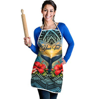 Personalized Masefau American Samoa Whale Apron Polynesian Tribal Pattern Tropical Hibiscus