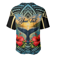 Personalized Masefau American Samoa Whale Baseball Jersey Polynesian Tribal Pattern Tropical Hibiscus