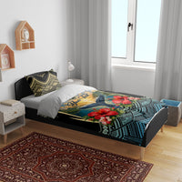 Personalized Masefau American Samoa Whale Bedding Set Polynesian Tribal Pattern Tropical Hibiscus