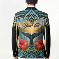 Personalized Masefau American Samoa Whale Blazer Polynesian Tribal Pattern Tropical Hibiscus