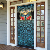 Personalized Masefau American Samoa Whale Door Cover Polynesian Tribal Pattern Tropical Hibiscus