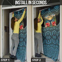 Personalized Masefau American Samoa Whale Door Cover Polynesian Tribal Pattern Tropical Hibiscus