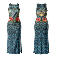 Personalized Masefau American Samoa Whale Family Matching Tank Maxi Dress and Hawaiian Shirt Polynesian Tribal Pattern Tropical Hibiscus
