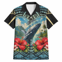 Personalized Masefau American Samoa Whale Hawaiian Shirt Polynesian Tribal Pattern Tropical Hibiscus
