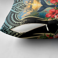 Personalized Masefau American Samoa Whale Pillow Cover Polynesian Tribal Pattern Tropical Hibiscus