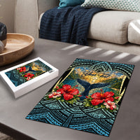 Personalized Masefau American Samoa Whale Puzzle Polynesian Tribal Pattern Tropical Hibiscus