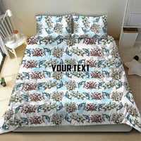 Personalized Masefau American Samoa Bedding Set Vintage Whale Hibiscus Ocean Waves