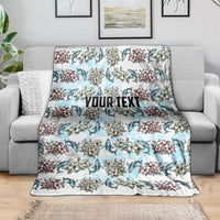 Personalized Masefau American Samoa Blanket Vintage Whale Hibiscus Ocean Waves