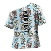 Personalized Masefau American Samoa Cross Shoulder Shirt Vintage Whale Hibiscus Ocean Waves