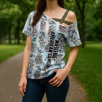 Personalized Masefau American Samoa Cross Shoulder Shirt Vintage Whale Hibiscus Ocean Waves