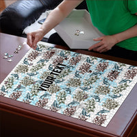 Personalized Masefau American Samoa Puzzle Vintage Whale Hibiscus Ocean Waves