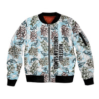 Personalized Masefau American Samoa Sleeve Zip Bomber Jacket Vintage Whale Hibiscus Ocean Waves