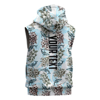 Personalized Masefau American Samoa Sleeveless Zip Hoodie Vintage Whale Hibiscus Ocean Waves