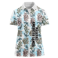 Personalized Masefau American Samoa Women Polo Shirt Vintage Whale Hibiscus Ocean Waves
