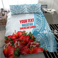 Personalized American Samoa Masefau Bedding Set Hibiscus Tropical Floral Whale Polynesian Tribal Pattern