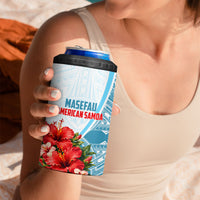 Personalized American Samoa Masefau 4 in 1 Can Cooler Tumbler Hibiscus Tropical Floral Whale Polynesian Tribal Pattern