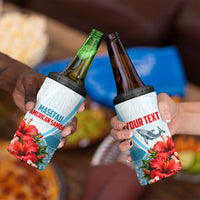Personalized American Samoa Masefau 4 in 1 Can Cooler Tumbler Hibiscus Tropical Floral Whale Polynesian Tribal Pattern