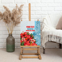 Personalized American Samoa Masefau Canvas Wall Art Hibiscus Tropical Floral Whale Polynesian Tribal Pattern