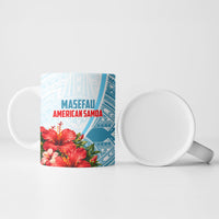 Personalized American Samoa Masefau Ceramic Mug Hibiscus Tropical Floral Whale Polynesian Tribal Pattern