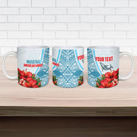 Personalized American Samoa Masefau Ceramic Mug Hibiscus Tropical Floral Whale Polynesian Tribal Pattern