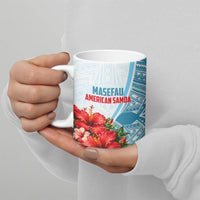 Personalized American Samoa Masefau Ceramic Mug Hibiscus Tropical Floral Whale Polynesian Tribal Pattern