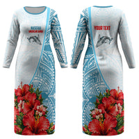 Personalized American Samoa Masefau Couples Matching Long Sleeve Bodycon Dress and Hawaiian Shirt Hibiscus Tropical Floral Whale Polynesian Tribal Pattern