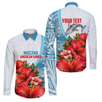 Personalized American Samoa Masefau Family Matching Off Shoulder Short Dress and Hawaiian Shirt Hibiscus Tropical Floral Whale Polynesian Tribal Pattern