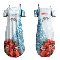 Personalized American Samoa Masefau Family Matching Summer Maxi Dress and Hawaiian Shirt Hibiscus Tropical Floral Whale Polynesian Tribal Pattern
