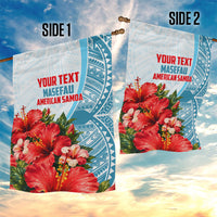 Personalized American Samoa Masefau Garden Flag Hibiscus Tropical Floral Whale Polynesian Tribal Pattern