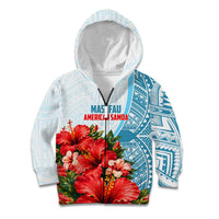 Personalized American Samoa Masefau Kid Hoodie Hibiscus Tropical Floral Whale Polynesian Tribal Pattern
