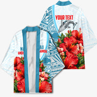 Personalized American Samoa Masefau Kimono Hibiscus Tropical Floral Whale Polynesian Tribal Pattern