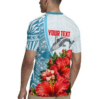 Personalized American Samoa Masefau Rugby Jersey Hibiscus Tropical Floral Whale Polynesian Tribal Pattern