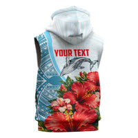 Personalized American Samoa Masefau Sleeveless Hoodie Hibiscus Tropical Floral Whale Polynesian Tribal Pattern