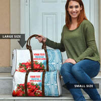 Personalized American Samoa Masefau Travel Bag Hibiscus Tropical Floral Whale Polynesian Tribal Pattern