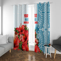 Personalized American Samoa Masefau Window Curtain Hibiscus Tropical Floral Whale Polynesian Tribal Pattern