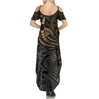 Polynesian Family Matching Summer Maxi Dress and Hawaiian Shirt Hammerhead Shark Tribal Pattern TS04 - Polynesian Pride