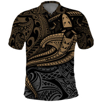Polynesian Polo Shirt Hammerhead Shark Tribal Pattern TS04 Black/Yellow - Polynesian Pride