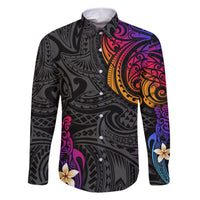 Turtle and Plumeria - Polynesian Family Matching Short Sleeve Bodycon Dress and Hawaiian Shirt TS04 Dad's Shirt - Long Sleeve Gradient - Polynesian Pride