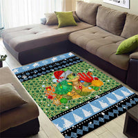 Micronesia Christmas Area Rug with Santa Turtle Coral Reef and Holiday Ocean Pattern - Polynesian Pride