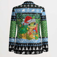 Micronesia Christmas Blazer with Santa Turtle Coral Reef and Holiday Ocean Pattern - Polynesian Pride