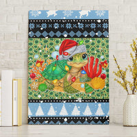 Micronesia Christmas Canvas Wall Art with Santa Turtle Coral Reef and Holiday Ocean Pattern - Polynesian Pride