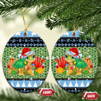 Micronesia Christmas Ceramic Ornament with Santa Turtle Coral Reef and Holiday Ocean Pattern - Polynesian Pride
