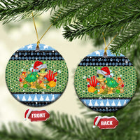 Micronesia Christmas Ceramic Ornament with Santa Turtle Coral Reef and Holiday Ocean Pattern - Polynesian Pride