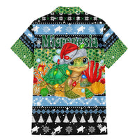 Micronesia Christmas Family Matching Mermaid Dress and Hawaiian Shirt with Santa Turtle Coral Reef and Holiday Ocean Pattern - Polynesian Pride