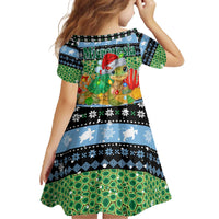 Micronesia Christmas Family Matching Off The Shoulder Long Sleeve Dress and Hawaiian Shirt with Santa Turtle Coral Reef and Holiday Ocean Pattern - Polynesian Pride