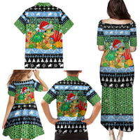 Micronesia Christmas Family Matching Puletasi and Hawaiian Shirt with Santa Turtle Coral Reef and Holiday Ocean Pattern - Polynesian Pride