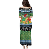 Micronesia Christmas Family Matching Puletasi and Hawaiian Shirt with Santa Turtle Coral Reef and Holiday Ocean Pattern - Polynesian Pride