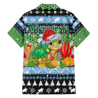 Micronesia Christmas Family Matching Tank Maxi Dress and Hawaiian Shirt with Santa Turtle Coral Reef and Holiday Ocean Pattern - Polynesian Pride