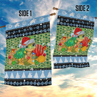 Micronesia Christmas Garden Flag with Santa Turtle Coral Reef and Holiday Ocean Pattern - Polynesian Pride
